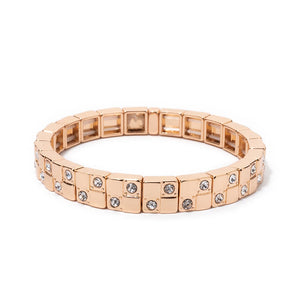 JOLDHAF Women's Gold Silver Color Inlaid Diamond Colorful Crystal Elastic Rhinestone Bangle