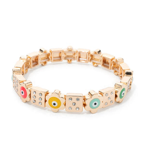 JOLDHAF Devil Eye Flower Charm Bracelet Gold Color 58mm