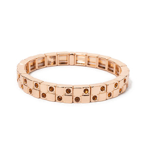 JOLDHAF Women's Gold Silver Color Inlaid Diamond Colorful Crystal Elastic Rhinestone Bangle