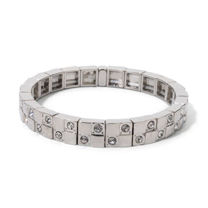 JOLDHAF Women's Gold Silver Color Inlaid Diamond Colorful Crystal Elastic Rhinestone Bangle