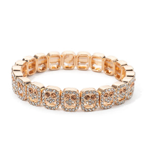 BEUTIFOR Happy Face Rhinestone Beaded Strand Bracelet 18cm Gold