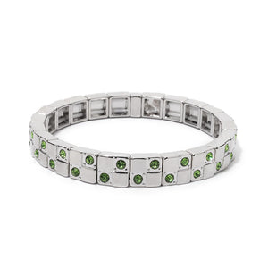 JOLDHAF Women's Gold Silver Color Inlaid Diamond Colorful Crystal Elastic Rhinestone Bangle