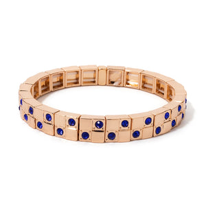 JOLDHAF Women's Gold Silver Color Inlaid Diamond Colorful Crystal Elastic Rhinestone Bangle
