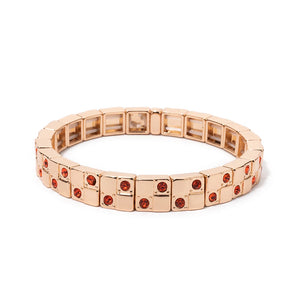 JOLDHAF Women's Gold Silver Color Inlaid Diamond Colorful Crystal Elastic Rhinestone Bangle