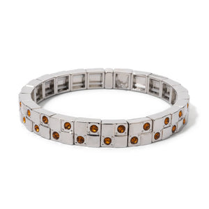 JOLDHAF Women's Gold Silver Color Inlaid Diamond Colorful Crystal Elastic Rhinestone Bangle