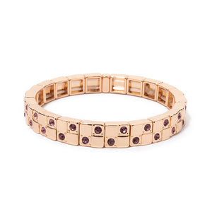 JOLDHAF Women's Gold Silver Color Inlaid Diamond Colorful Crystal Elastic Rhinestone Bangle