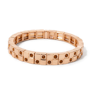 JOLDHAF Women's Gold Silver Color Inlaid Diamond Colorful Crystal Elastic Rhinestone Bangle