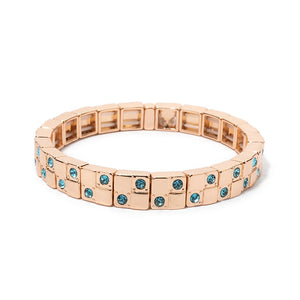 JOLDHAF Women's Gold Silver Color Inlaid Diamond Colorful Crystal Elastic Rhinestone Bangle