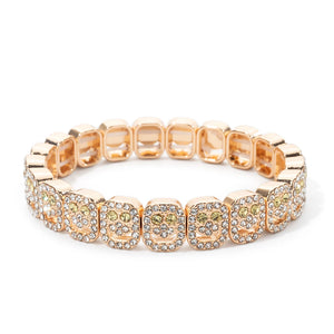 BEUTIFOR Happy Face Rhinestone Beaded Strand Bracelet 18cm Gold